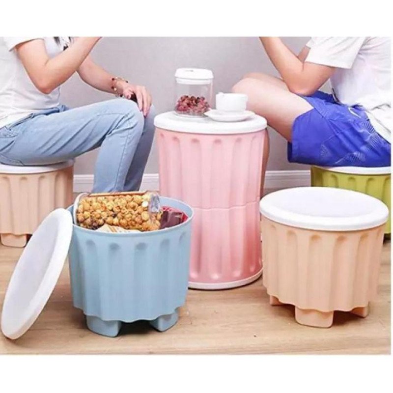 1 pc Storage Stool Plastic Large Capacity Stackable Storage Box Footstool - Image 5