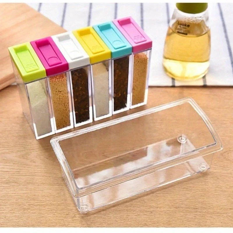 6pcs Seasoning Spice Kitchen Jar set with Crystal Tray (with Box Packing) - Image 3