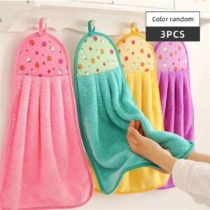 Hanging Kitchen Hand Towel Absorbing Quick Dry Soft Dish Wipe Cloth for Kitchen Bathroom Use
