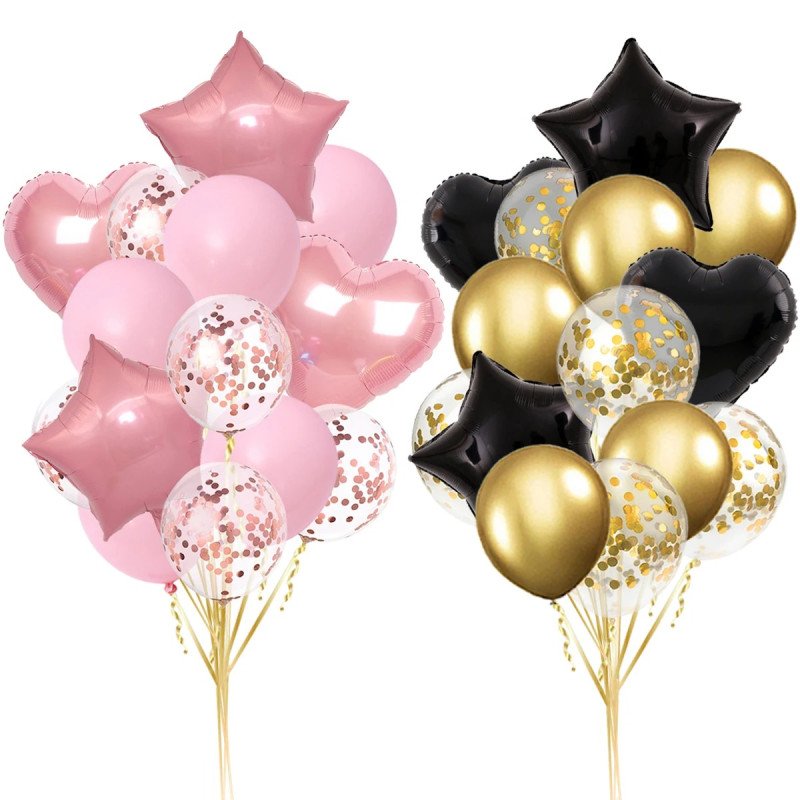 14 Pcs Confetti Decorative Party Balloons Set (Star - Heart) - Image 3