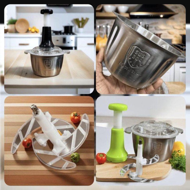Manual Stainless Steel Multifunctional 2L Hand Push Chopper - Image 3