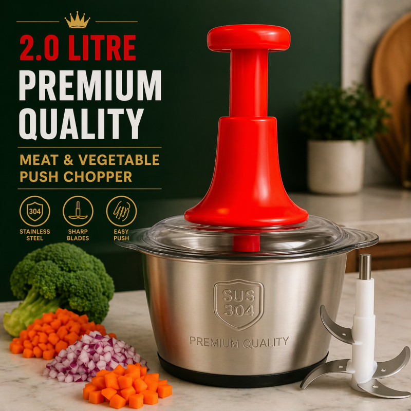 Manual Stainless Steel Multifunctional 2L Hand Push Chopper