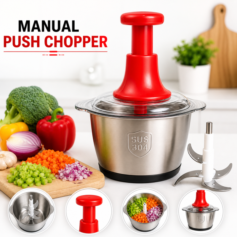 Manual Stainless Steel Multifunctional 2L Hand Push Chopper - Image 2
