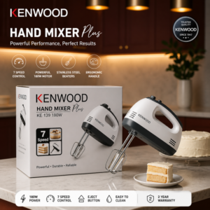 Kenwood Hand Mixer Plus KE 139 – 180W High-Performance Electric Food Mixer with 7-Speed Variable Control, Professional Stainless Steel Beaters, and Ergonomic Grip | Premium Lightweight Whisk for Baking, Cake Making, Whipping Cream, and Egg Beating | Trusted Quality Since 1947 with 2-Year Warranty