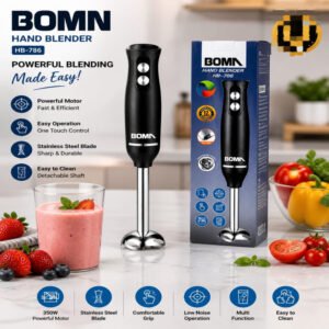 Powerful Hand Blender Make blending easy!” “Perfect for juices, soups & shakes ” “Strong motor, sharp blades — smooth results every time ” “Easy to use & easy to clean ” “Upgrade your kitchen with BOMA Hand Blender