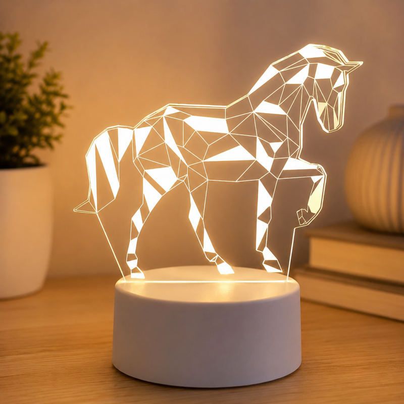 3D Horse Illusion crystal Lamp120